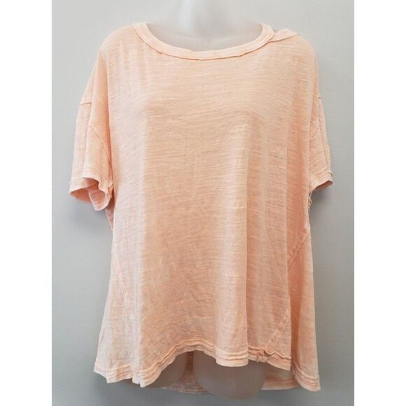 Free People Burnout Cold Shoulder Top Women's Pale Pink Distressed Faded NEW - Picture 9 of 12
